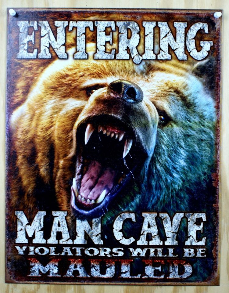 Entering Man Cave Tin Metal Sign Garage Game Room Fathers Day Hunting The Wild Robot 2515