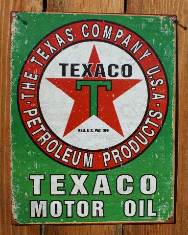 Texaco Motor Oil Tin Sign The Texas Company Gas & Oil Standard Chevron ...