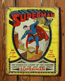 Superman Tin Sign DC Comic Book Classic Vintage Style Super Hero Clark Kent