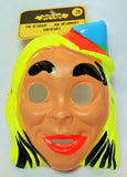 Vintage Blonde Witch Halloween Mask Medica 1967 Hat Safety Glow Day Glo Collectible Costume