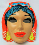 Vintage Gypsy Halloween Mask Zest Costume Collectible 1960s 60s Black Light Reactive Y090