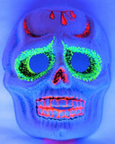 Vintage Sugar Skull Halloween Mask Zest Collectible 1960s 60s Skeleton Day Dead Black Light Reactive Costume