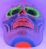 Vintage Sugar Skull Halloween Mask Zest Collectible 1960s 60s Skeleton Day Dead Black Light Reactive Costume