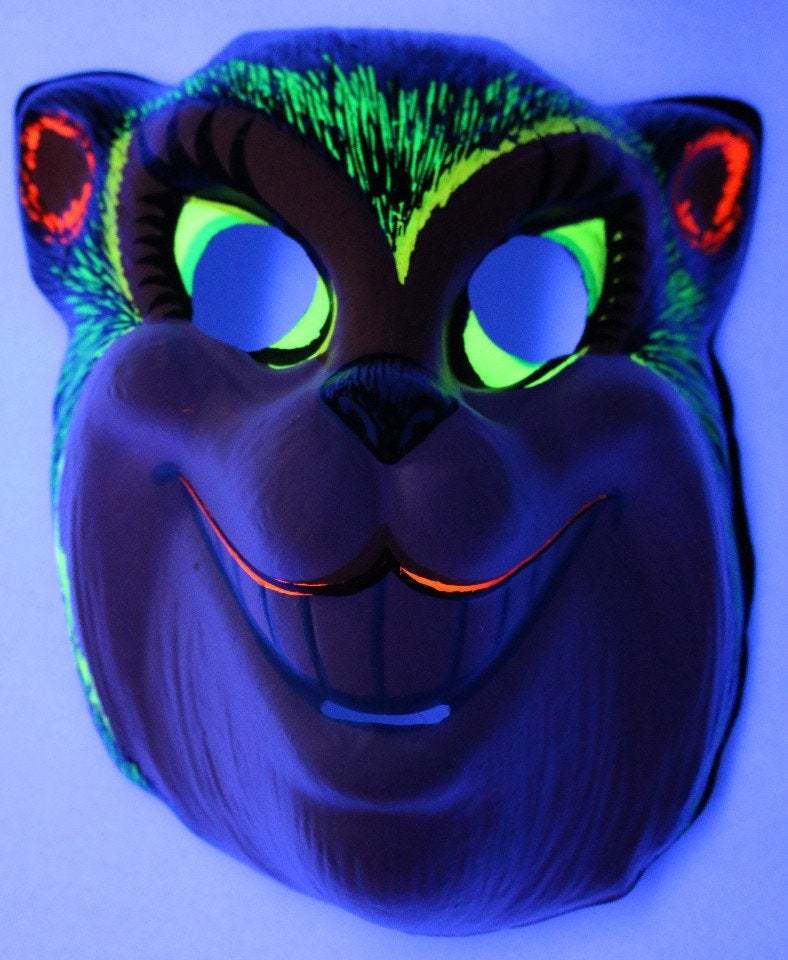 Vintage Smiling Cat Halloween Mask Zest 1960s 60s Black Light Reactive ...