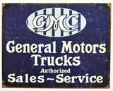 GMC General Motors Trucks Authorized Sales Services Tin Sign Garage GM
