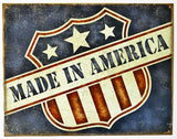 Made In America Tin Metal Sign Small Business USA United States American Flag