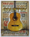 Country Music Quotes and Sayings Tin Metal Sign Farm Barn Guitar