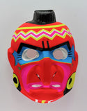 Vintage Red Indian Halloween Mask Aboriginal Native American Neon Collectible Costume