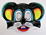 Vintage Cartoon Black Mouse Halloween Mask Rat 1980s Collectible Costume