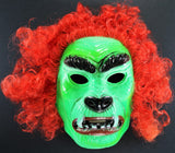 Vintage Green Monster Halloween Mask Hairy Scary Collectible Costume 1980