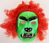 Vintage Green Monster Halloween Mask Hairy Scary Collectible Costume 1980