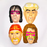 Vintage WWF WWE Halloween Mask Set Hulk Hogan Ric Flair Bret Hart Ultimate Warrior Wrestler Collectible