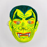 Vintage Neon Vampire Halloween Mask Collectible Costume Monsters Dracula Green Yellow