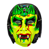 Vintage Vampire Halloween Mask Green Red Fangs Bat Face Collectible Costume