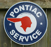 Pontiac Service Round logo vintage repro Tin metal Sign Man Cave Garage star