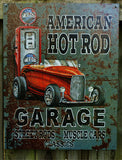 American Hot Rod Garage Muscle Car Roadster Gas Pump Tin Sign Great Man Cave