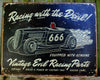 Racing With The Devil Tin Sign Classic Roadster Car Garage Man Cave Business