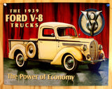 1939 Ford V8 Truck Tin Metal  Sign Hot Rod Garage Mechanic F Series Pickup