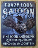 Crazy Loon Saloon Fine Food & Drink Tin Sign Home Bar Kitchen Decor Duck