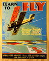 Learn To Fly Tin Sign Aviation Pilots Biplane Airplane Flying Lessons Sky Plane