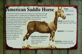 American Saddle Horse Tin Metal Sign Horse Country Kitchen Home Farm Rodeo