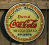 Coca Cola Atlanta Round Tin Metal Sign Chicago Atlanta Dallas New York Soda Pop