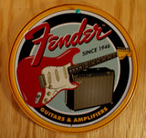 Fender Stratocaster Tin Round Sign Combo Amplifier Amp Twin Reverb Strat