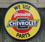 Genuine Chevrolet Parts Tin Metal Round Sign Man Cave Garage Chevy Corvette