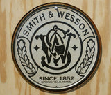 Smith & Wesson Round Tin Sign Ammo Firearms Rifle Guns Hunting Trap Shoot