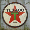 Texaco Tin Round Sign Garage ManCave Gas Gasoline Oil Red Star Vintage Style