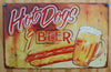 Hot Dogs & Beer Tin Sign Vintage Look Dog Diner Food Kitchen Decor Garage B113