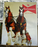 Budweiser King of Beers Tin Metal Sign Bar Garage Man Cave Business Horse