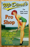 McDivot Pro Shop Tin Metal Sign Pin Up Girl Golf tee golfers gift Club pinup