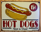 Hot Dogs Best In Town Tin Sign Grill restuarant Home Kitchen Decor Summer