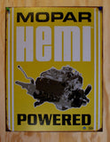 Mopar Hemi Powered Tin Sign Dodge Jeep Chrysler Charger Challenger Garage