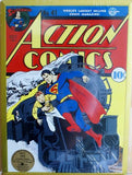 DC Action Comics Superman Tin Metal Sign Classic Embossed 10 cent Collectible D033