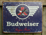 Budweiser Lager Beer Classic Eagle Logo Tin Sign Bar Garage Man Cave Business E019