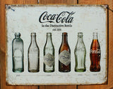 Coca Cola Glass Bottle Evolution Tin Sign Coke Soda Pop Cap Vintage Style AD