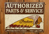 Indian Motorcycle Company Parts & Service Tin Sign Iowa Chief Head Dress
