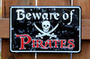 Beware of Pirates Tin Sign Skull and Cross Bones Man Cave Bar Halloween F007