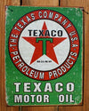 Texaco Motor Oil Tin Sign The Texas Company Gas & Oil Standard Chevron