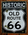 Historic Old Route 66 Tin Sign Garage Hot Rod Road Highway Sign Car Show RT