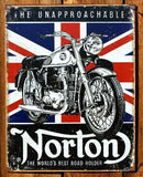 Norton Motorcycle Tin Sign Cafe Racer Sportster Manx 500 cc Atlas Union Jack