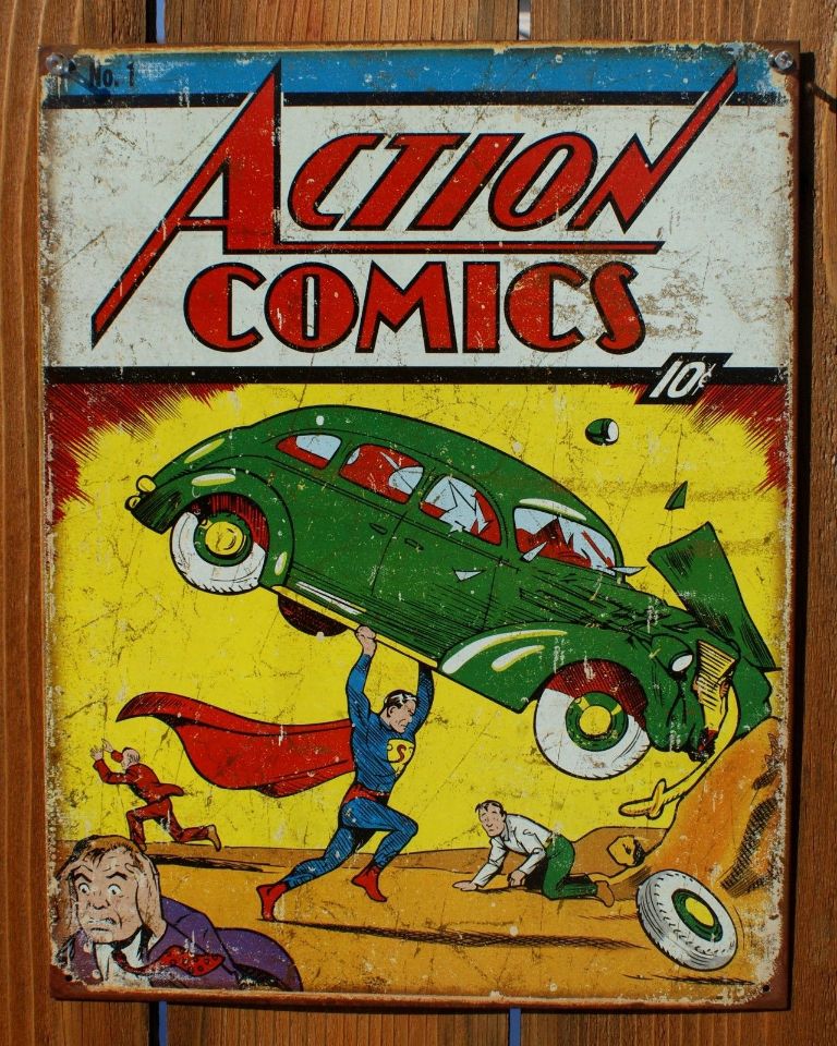 Action Comics Superman No. 1 Tin Sign Detective Comics DC Comic Book H ...