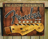 Fender Headstock Tin metal Sign Studio Strat Stratocaster Guitar Bass Music