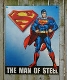 Superman Man of Steel DC Comics Tin Metal Sign Comic Book Superhero Man Cave