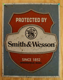 Protected By Smith & Wesson Tin Sign Ammo Gun Home Security System Pistol