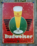 Budweiser Anheuser Busch Tin Sign Man Cave Garage Bar Beer Alcohol Bud Lite