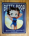 Betty Boop Bathing Suits Tin Sign Cartoon Pin Up Beach Blue Trim Doe Eye D91