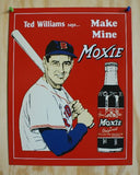 Ted Williams Moxie Ad Tin Sign Boston Red Sox Baseball Soda Pop MLB Cola E119